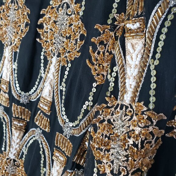 Vintage A.J.BARI Silk Jacket Blazer Beaded Sequined Bohemian size S Baroque Boho - Picture 14 of 15